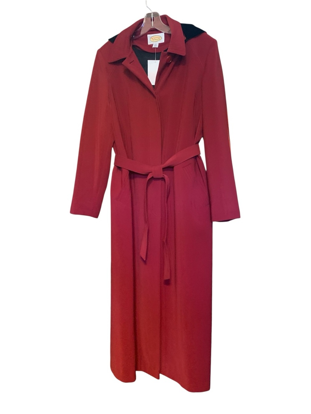 VTG Talbots Red Hooded Long Duster Trench Coat NWT 90s Mac Rain Jacket Womens 10